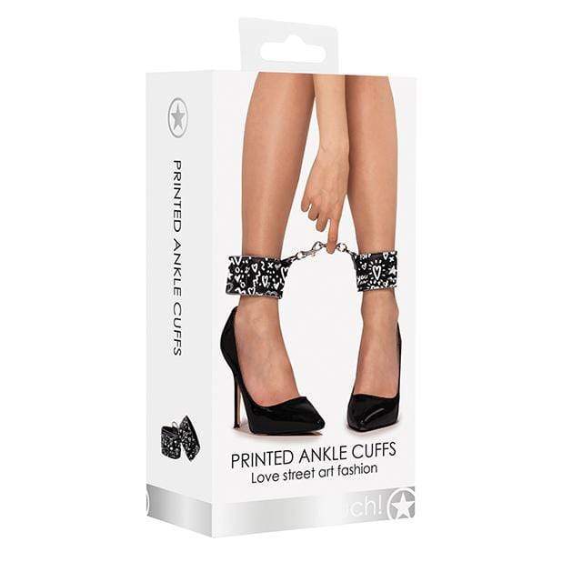 Shots - Ouch Love Street Art Fashion Printed Ankle Cuffs (Black) Hand/Leg Cuffs 8714273549136 CherryAffairs
