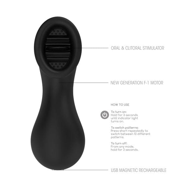 Shots - Elegance Dreamy Oral Clitoral Stimulator Massager (Black) Clit Massager (Vibration) Rechargeable CherryAffairs