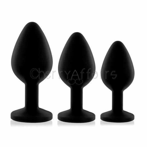 Rianne S - Booty Plug Set (3x) (Black) Anal Kit (Non Vibration) - CherryAffairs Singapore