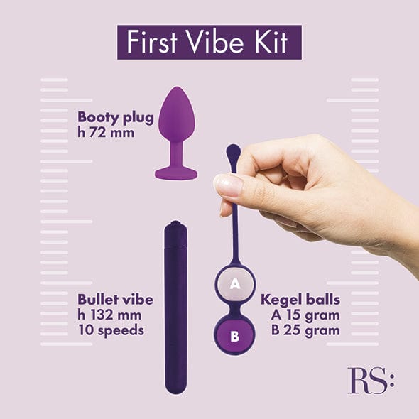 Rianne S - Essentials First Vibe Kit Anal Plug Vibrator Kegel Balls (Purple) Bullet (Vibration) Non Rechargeable 8717903272343 CherryAffairs