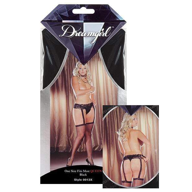 Dreamgirl - Sheer Garter Belt Pantyhose Q (Black) Costumes 876802036703 CherryAffairs
