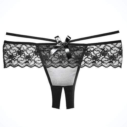 Allure Lingerie - Adore Angel Crotchless Panty O/S (Black) Lingerie (Non Vibration)