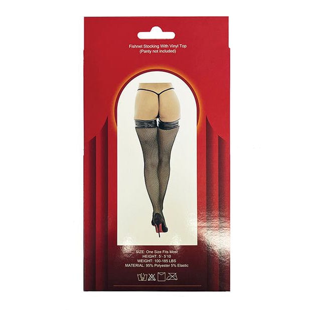 Popsi Lingerie - Vinyl Top Fishnet Stocking O/S (Black) Stockings 8932130100287 CherryAffairs