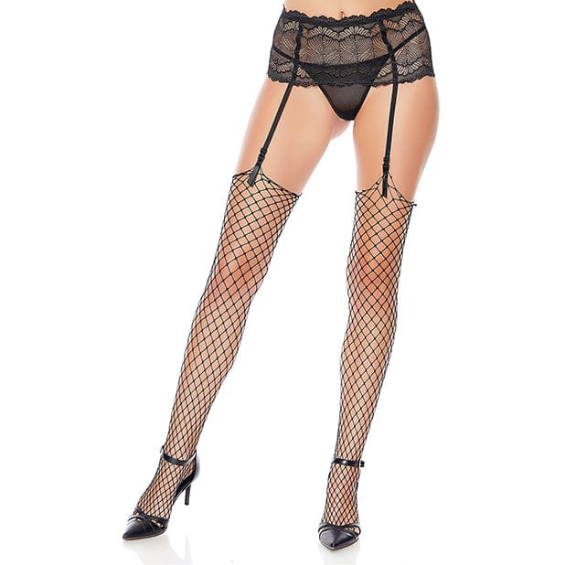 Popsi Lingerie - Unfinished Diamond Net Thigh High Stockings O/S (Black) Stockings 625962435 CherryAffairs