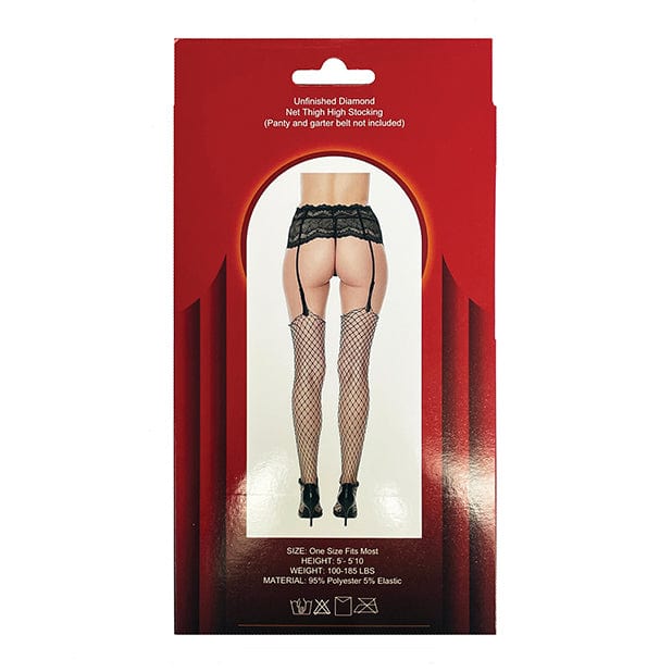 Popsi Lingerie - Unfinished Diamond Net Thigh High Stockings O/S (Black) Stockings 625962435 CherryAffairs