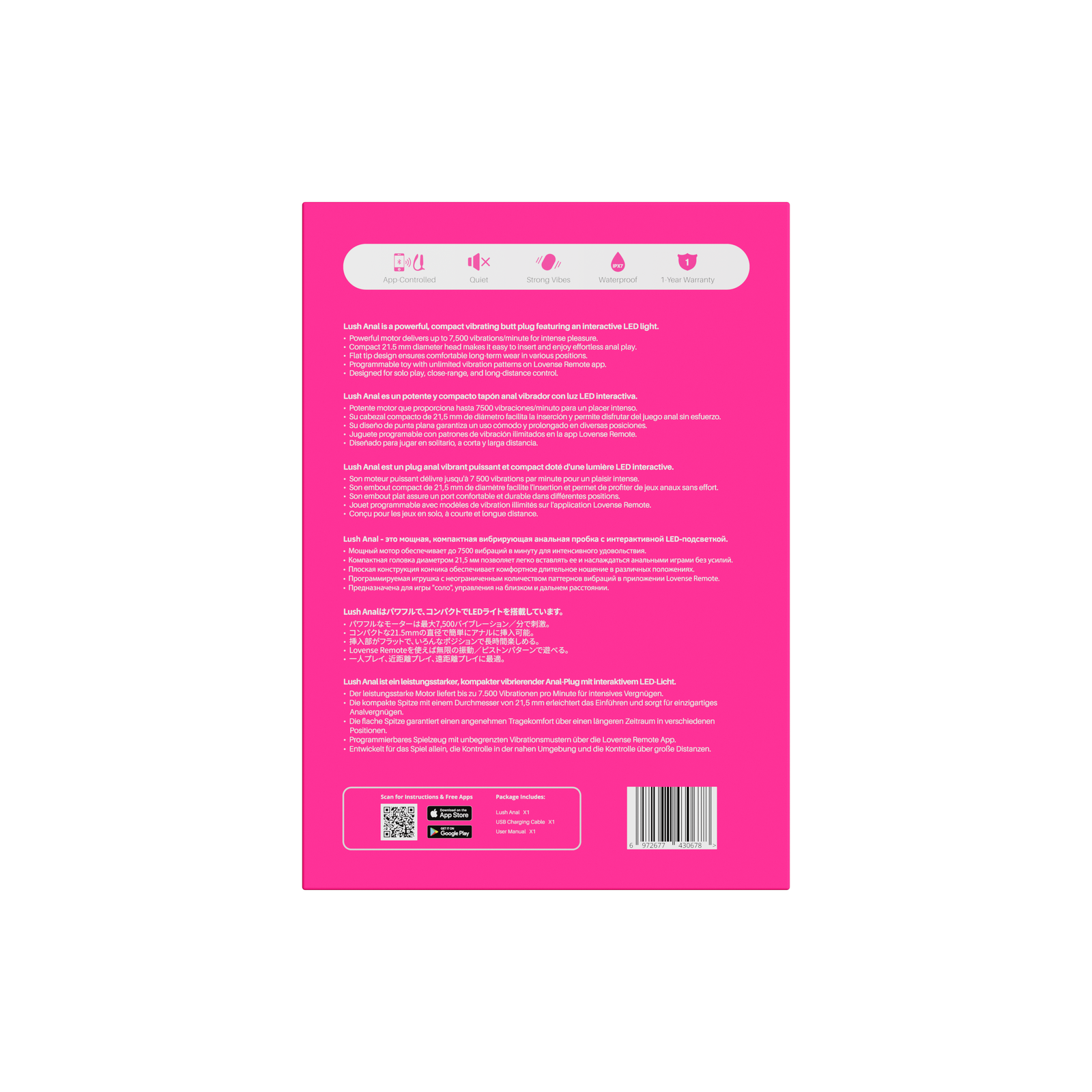 Lovense - Lush Anal Vibrating Butt Plug (Pink)