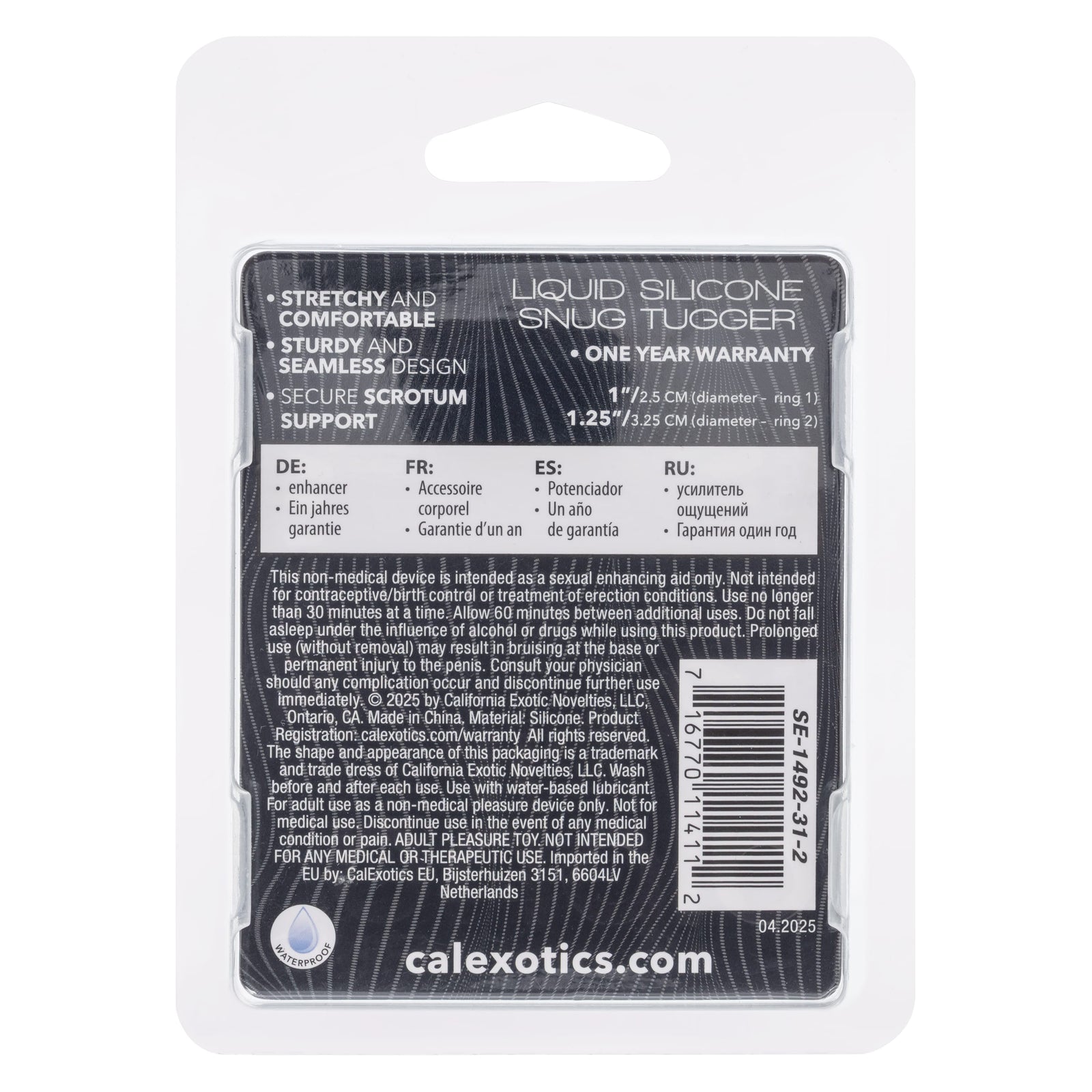 California Exotics - Alpha Liquid Silicone Snug Tugger Cock Ring (Black) CE2133 CherryAffairs