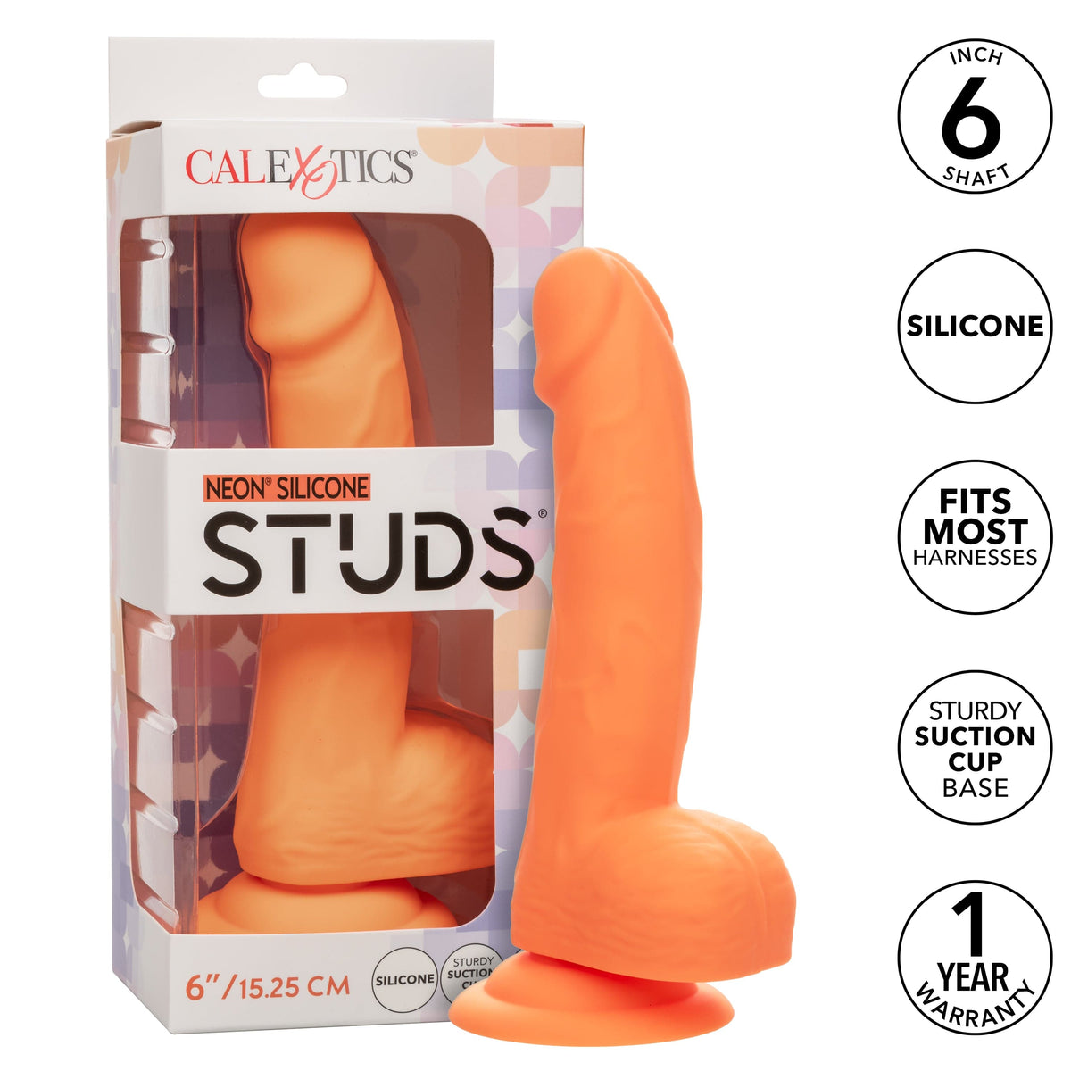 California Exotics - Neon Silicone Studs Realistic Dildo 6&quot; CherryAffairs