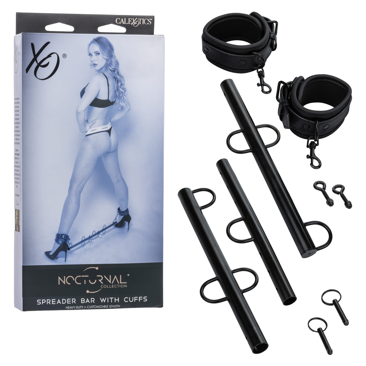California Exotics - Nocturnal Collection Spreader Bar with Cuffs (Black) CE2119 CherryAffairs
