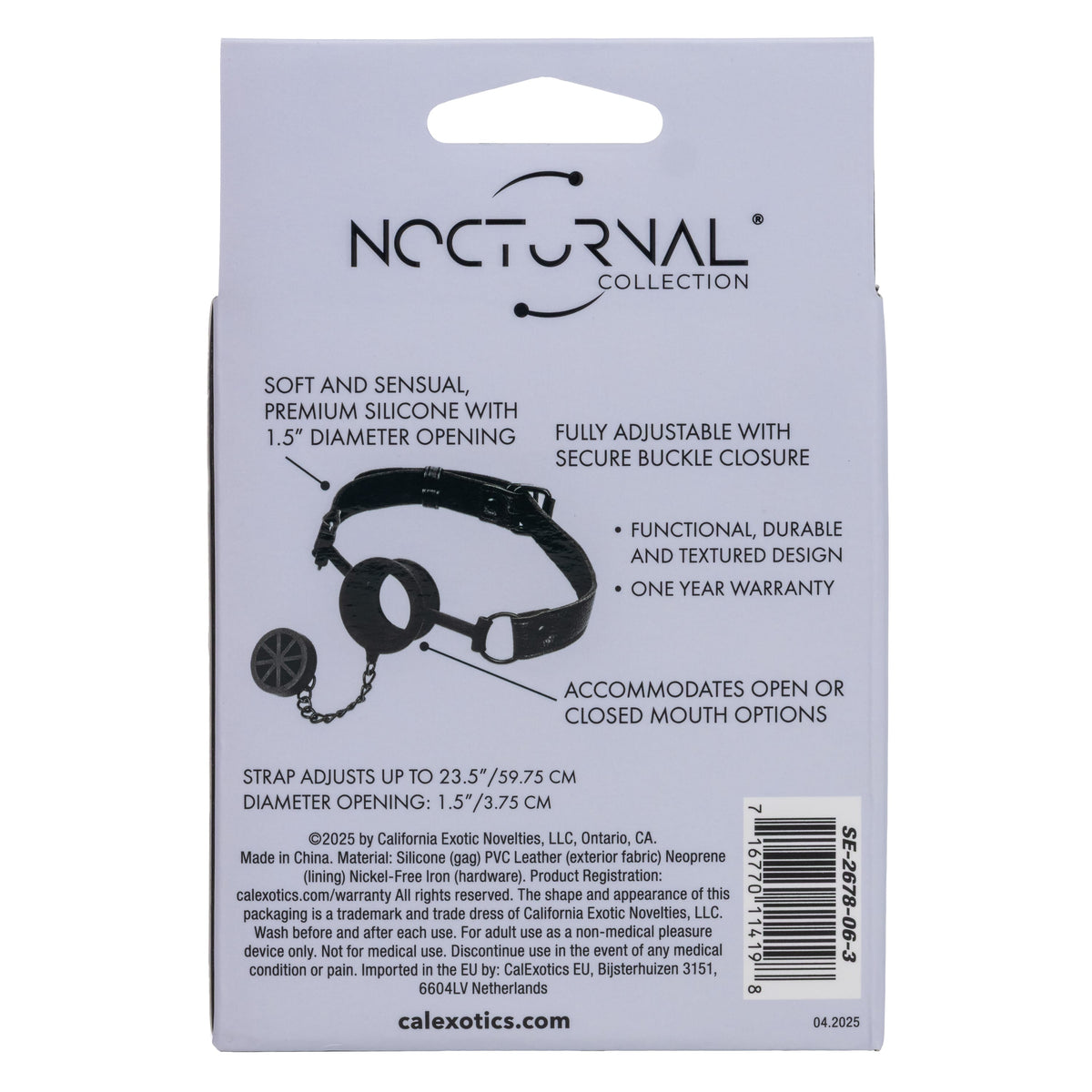 California Exotics - Nocturnal Collection Stopper Gag (Black) CE2137 CherryAffairs
