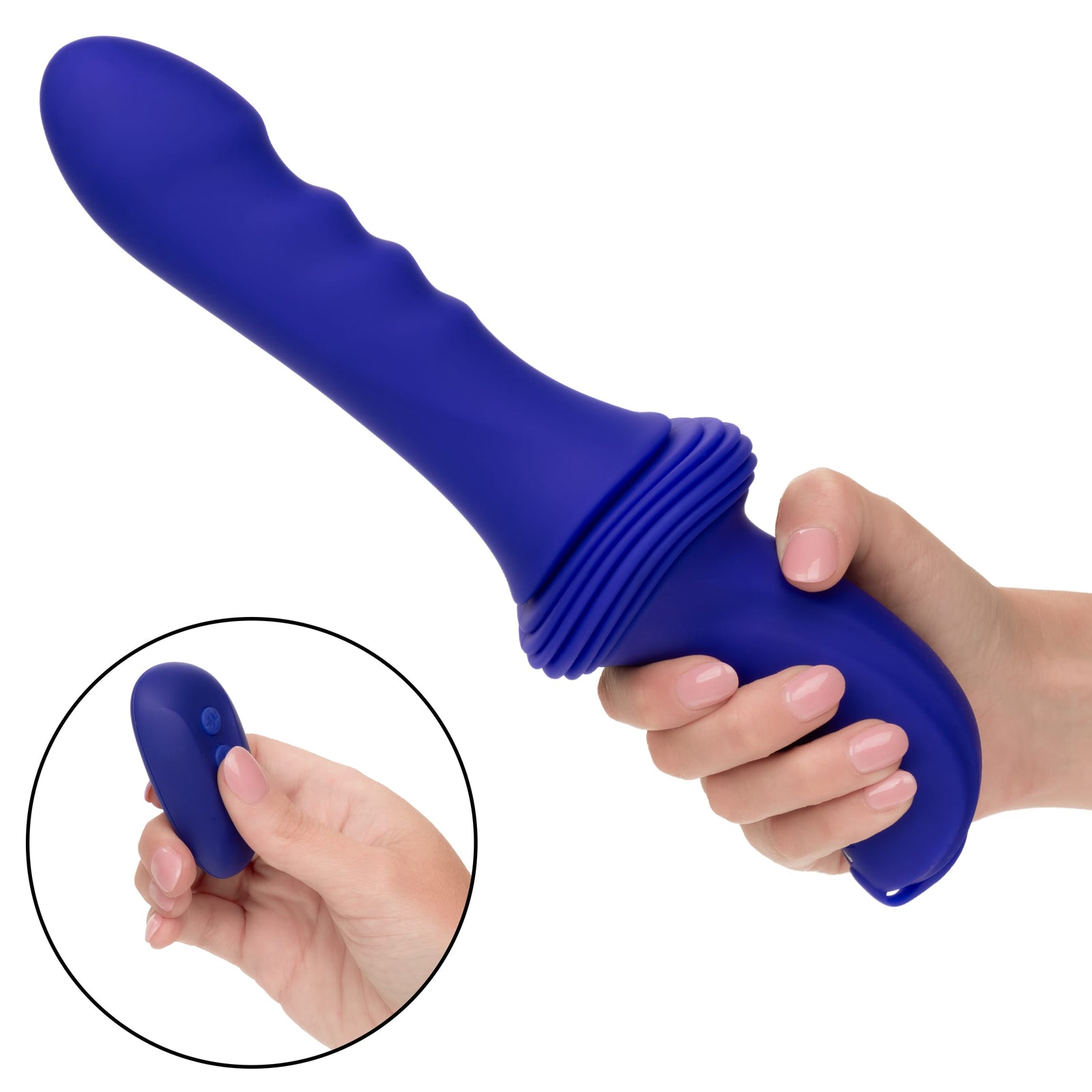 California Exotics - Overdrive Remote Control Sex Machine Ridged Thruster (Blue) CE2117 CherryAffairs
