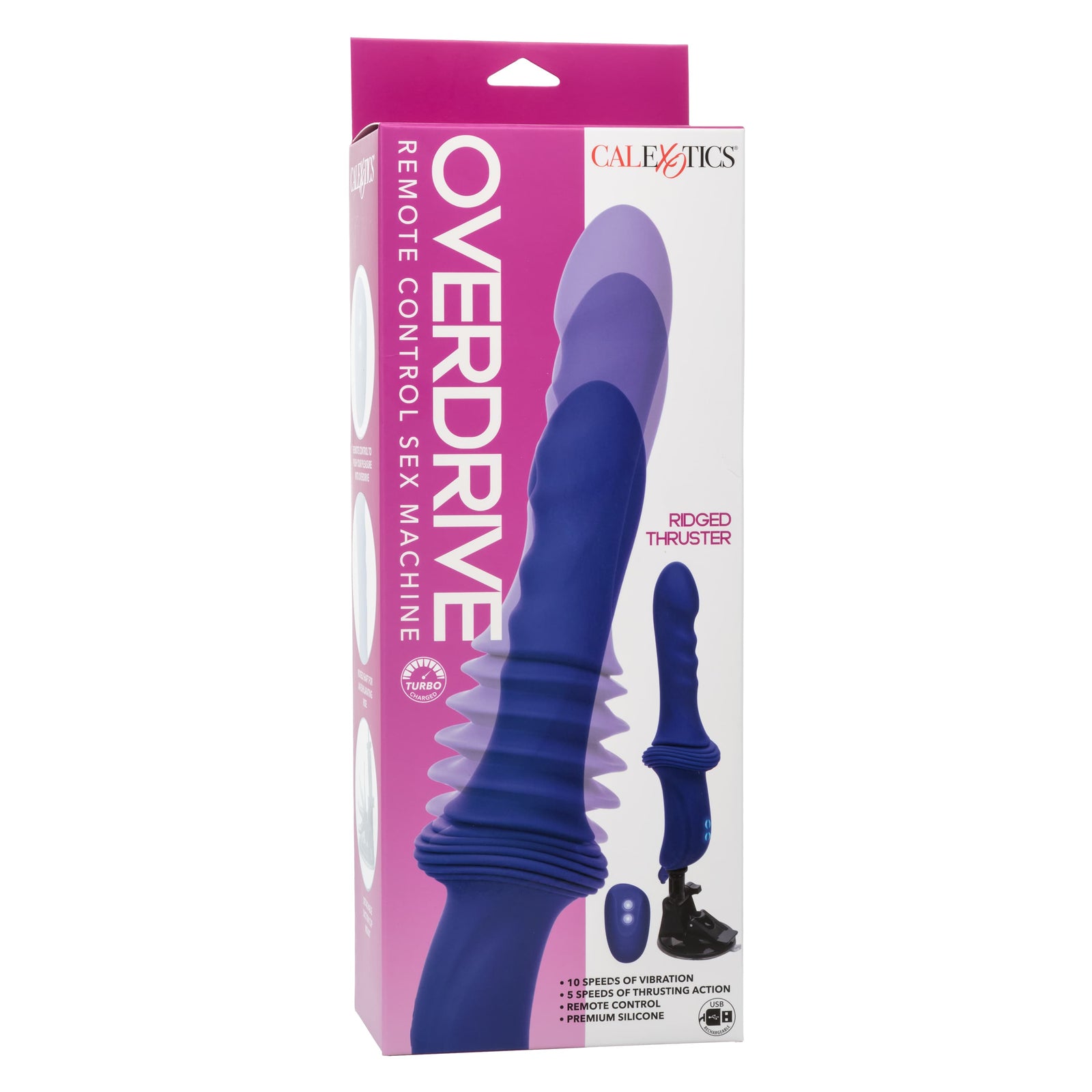 California Exotics - Overdrive Remote Control Sex Machine Ridged Thruster (Blue) CE2117 CherryAffairs