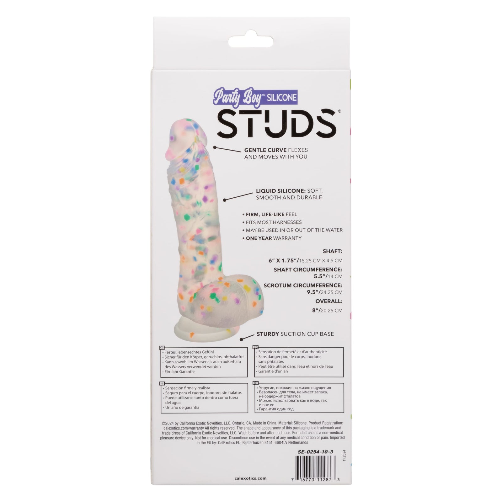 California Exotics - Party Boy Confetti Silicone Studs Dildo 6" (Multicolor) CE2121 CherryAffairs