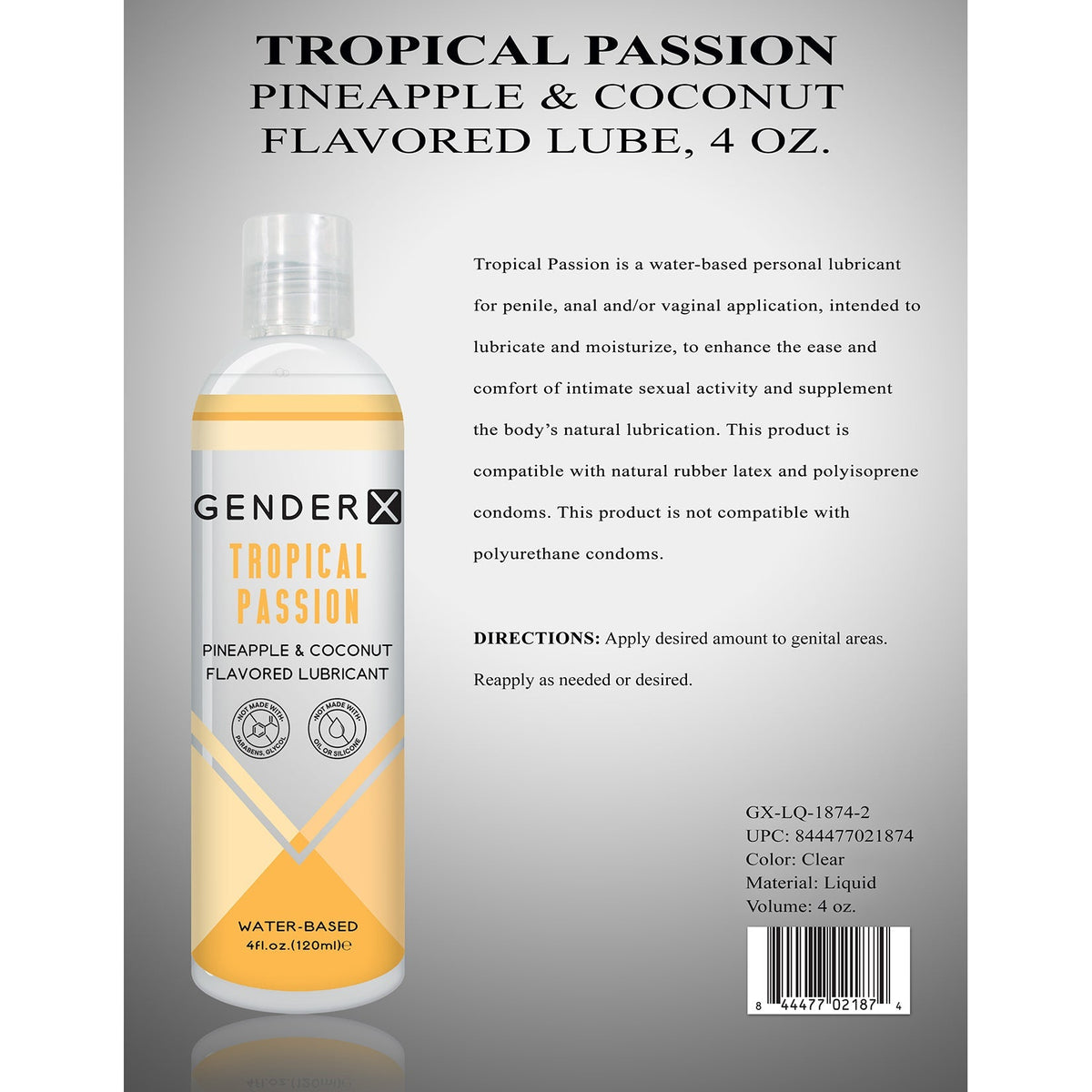 Evolved - Gender X Tropical Passion Pineapple and Coconut Flavored Lube - Lube (Water Based)