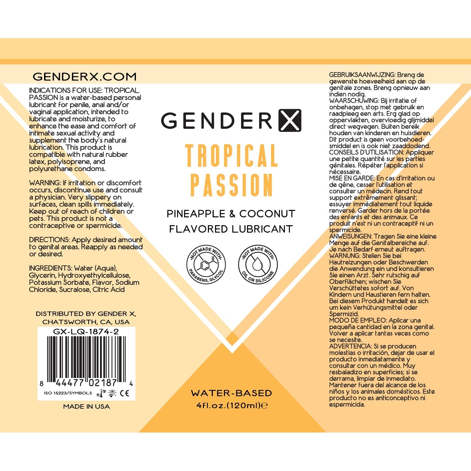 Evolved - Gender X Tropical Passion Pineapple and Coconut Flavored Lube - Lube (Water Based)
