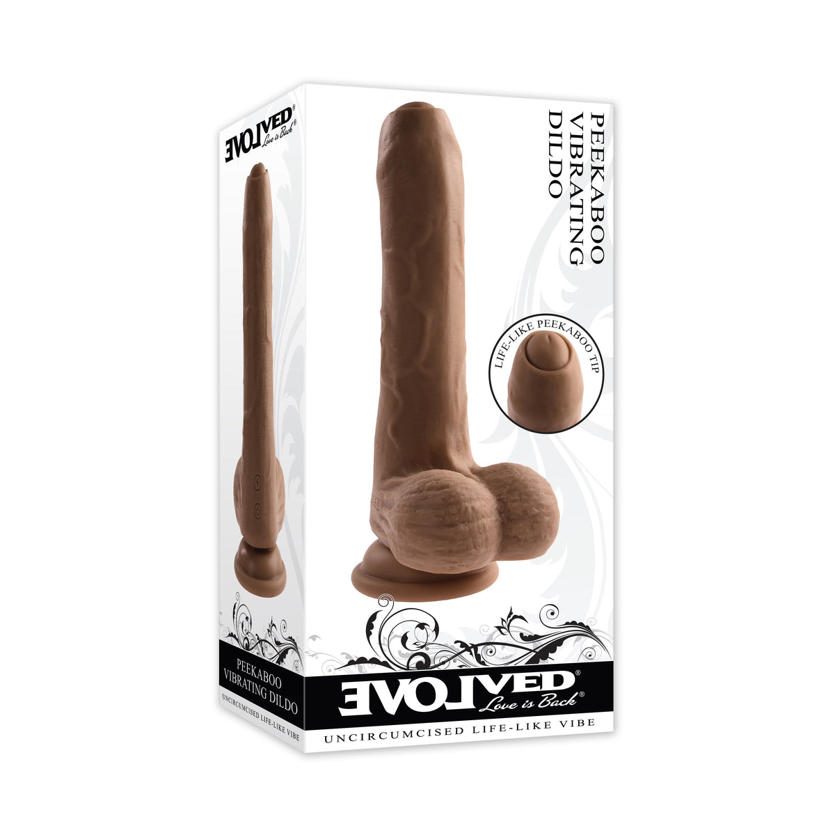 Evolved - Peek A Boo Uncircumcised Realistic Vibrating Dildo 8’’ - Realistic Dildo with suction cup (Vibration)