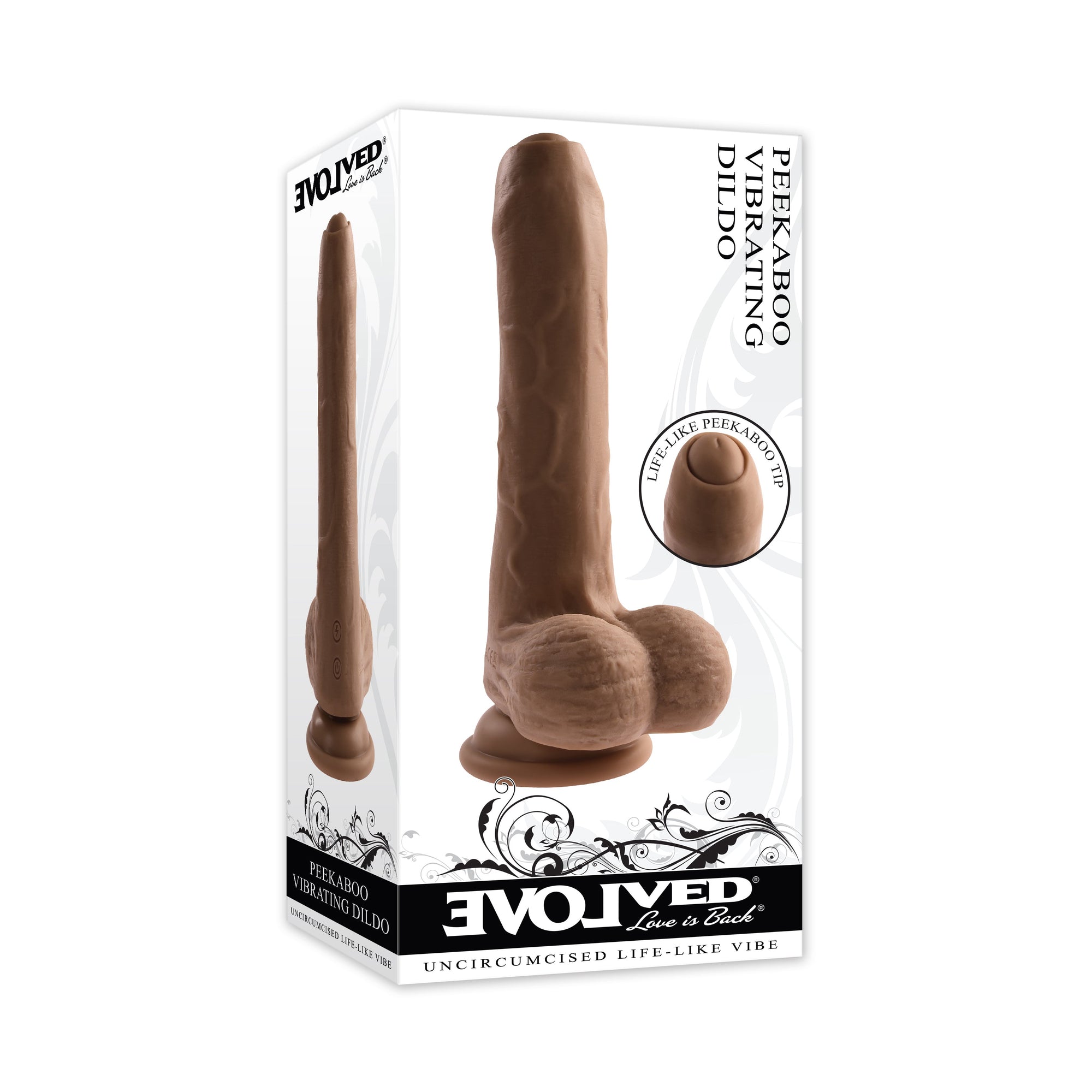 Evolved - Peek A Boo Uncircumcised Realistic Vibrating Dildo 8’’ - Realistic Dildo with suction cup (Vibration)