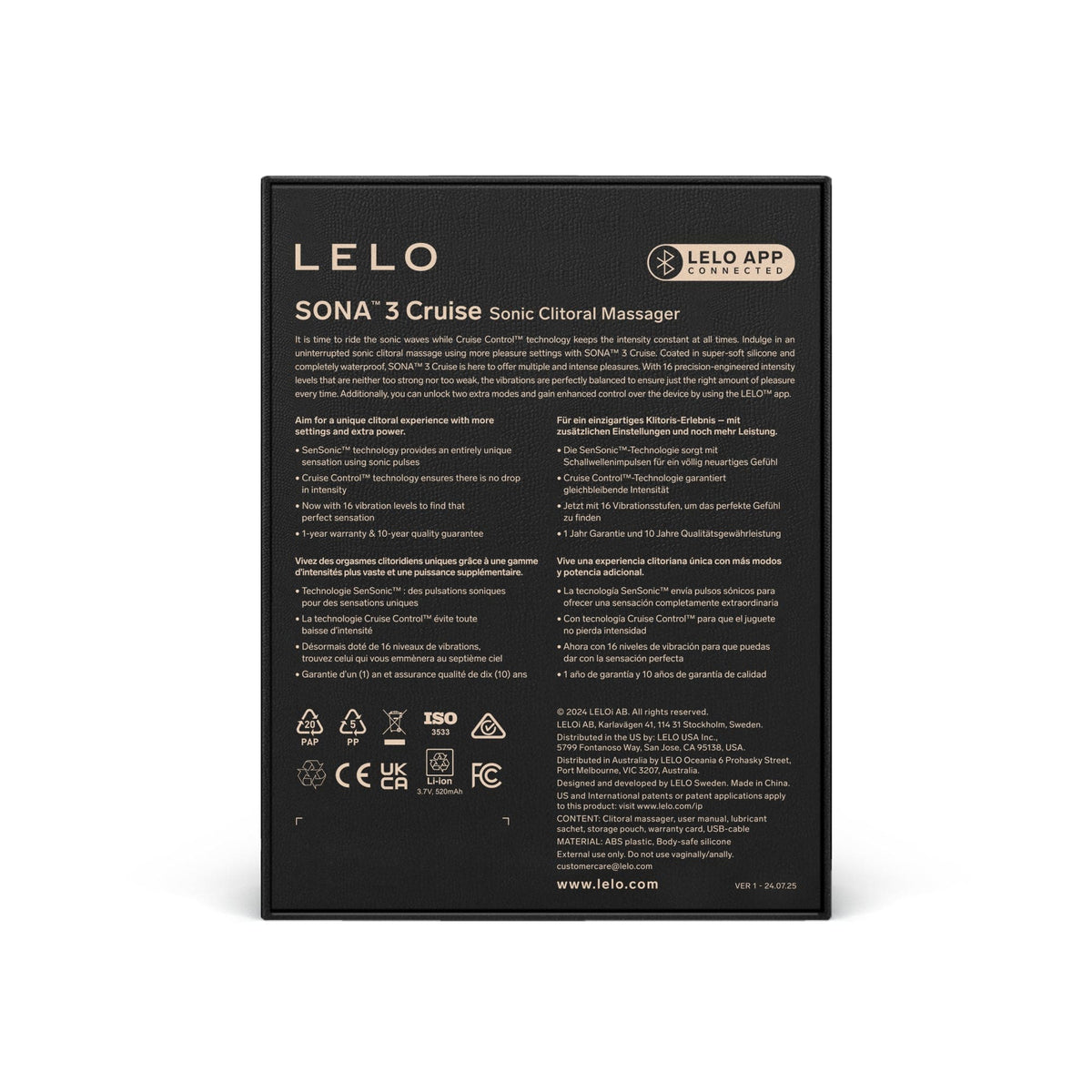 LELO - Sona 3 Cruise App-Controlled Sonic Clitoral Air Masaager CherryAffairs