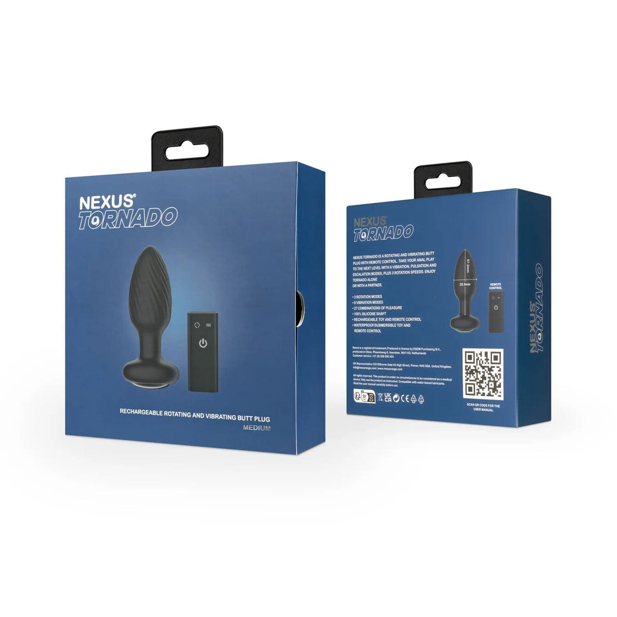 Nexus - Tornado Medium Remote Control Rotating Vibrating Butt Plug (Black) NE1078 Durio Asia Wholesale