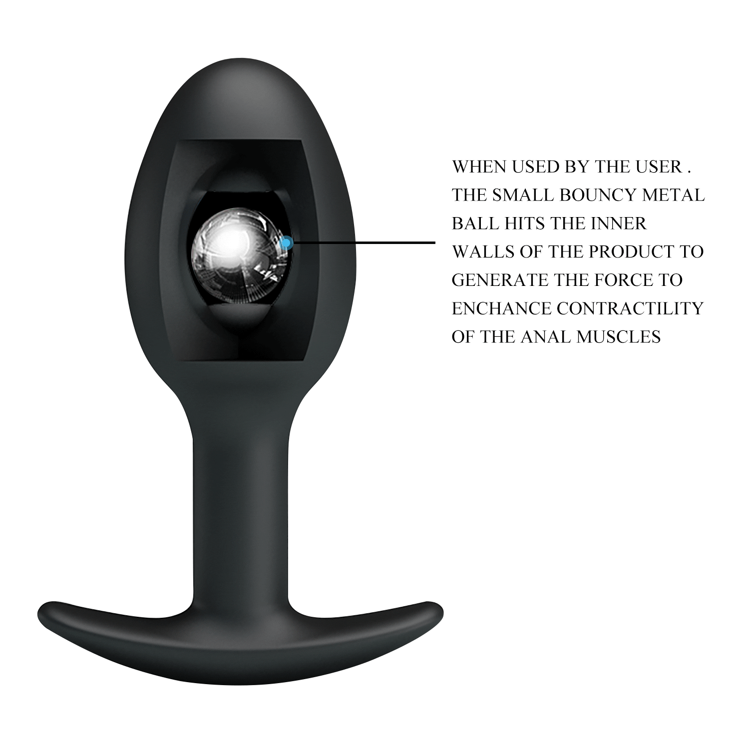 Pretty Love - Heavy Balls Silicone Butt Plug (Black) - Anal Plug (Non Vibration)