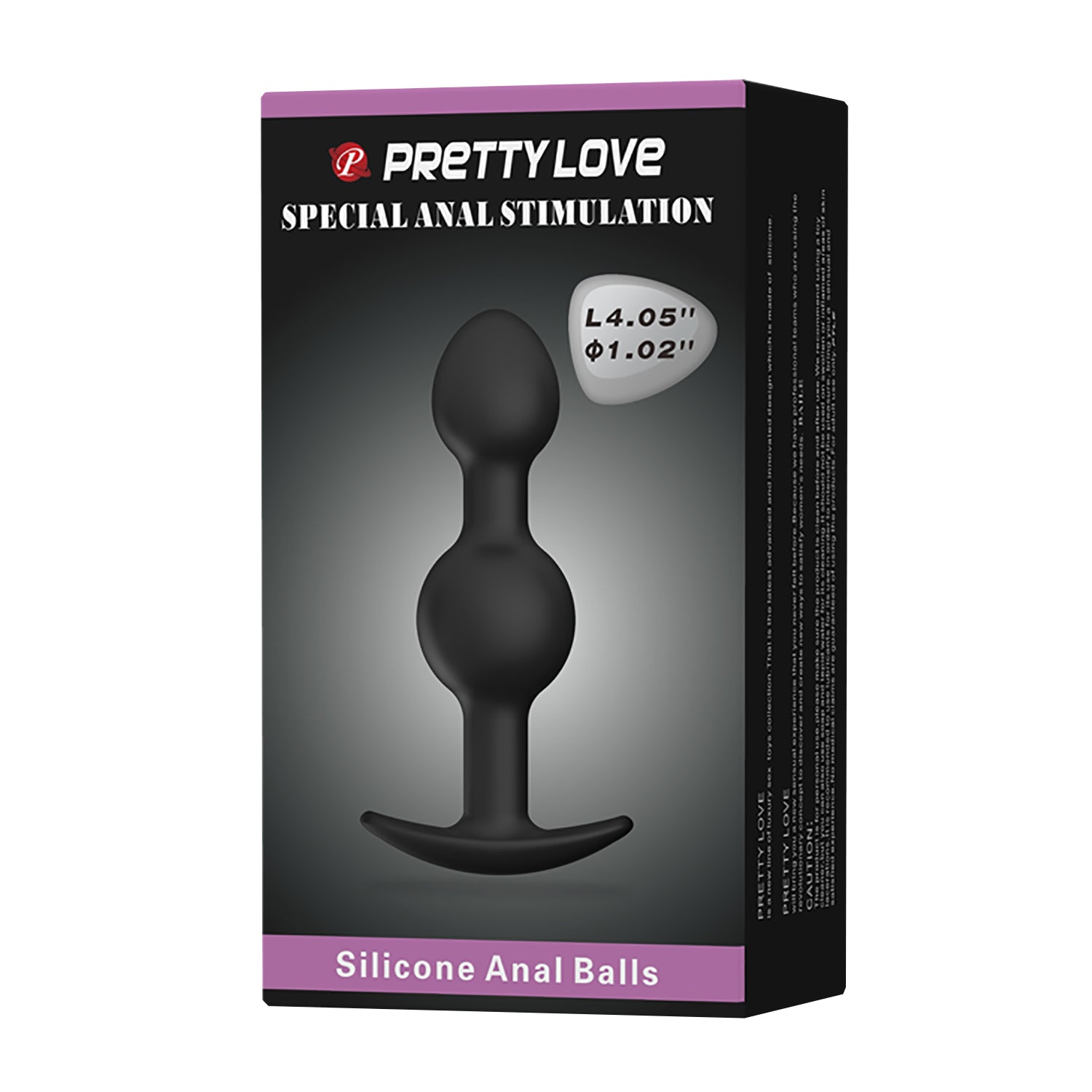 Pretty Love - Heavy Balls Silicone Butt Plug (Black) - Anal Plug (Non Vibration)