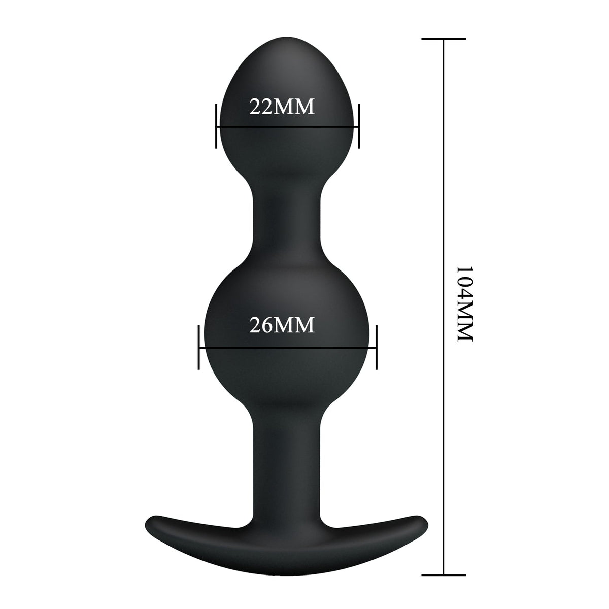 Pretty Love - Heavy Balls Silicone Butt Plug (Black) - Anal Plug (Non Vibration)