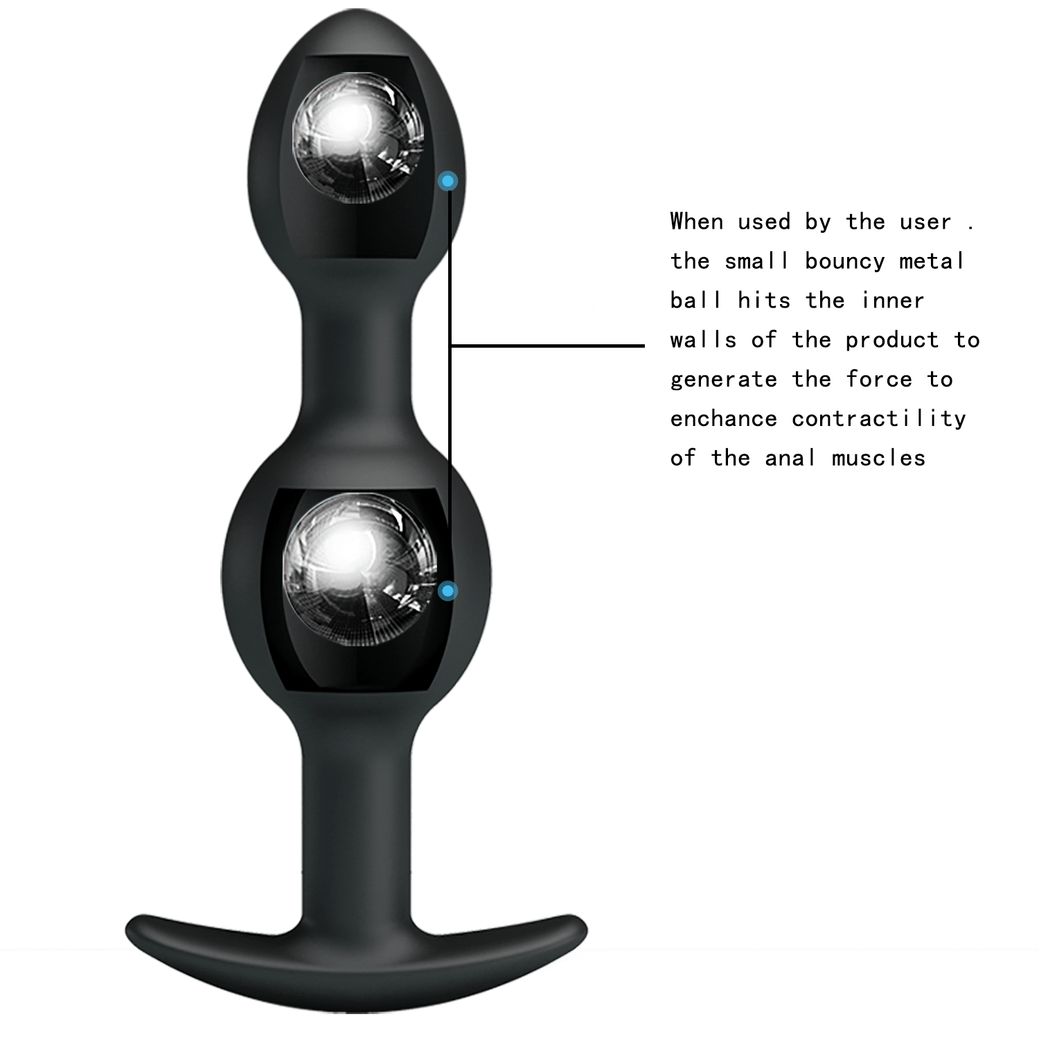 Pretty Love - Heavy Balls Silicone Butt Plug (Black) - Anal Plug (Non Vibration)