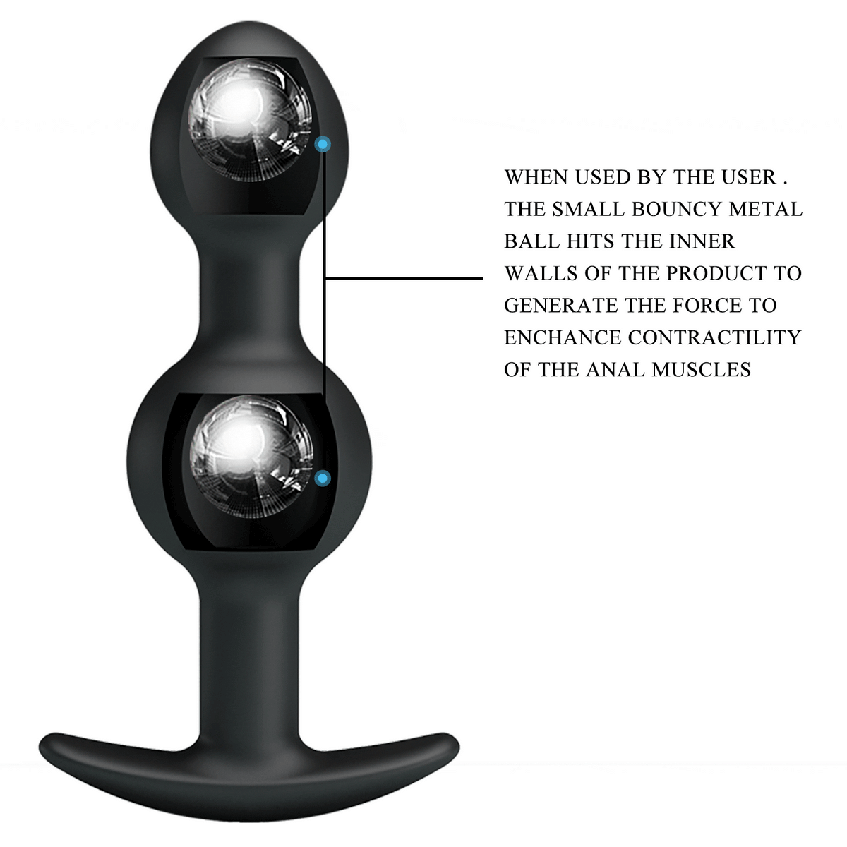 Pretty Love - Heavy Balls Silicone Butt Plug (Black) - Anal Plug (Non Vibration)