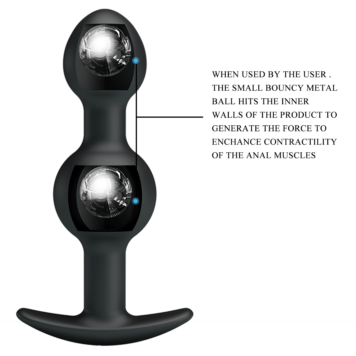 Pretty Love - Heavy Balls Silicone Butt Plug (Black) - Anal Plug (Non Vibration)