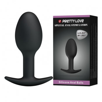 Pretty Love - Heavy Balls Silicone Butt Plug (Black) - Anal Plug (Non Vibration)