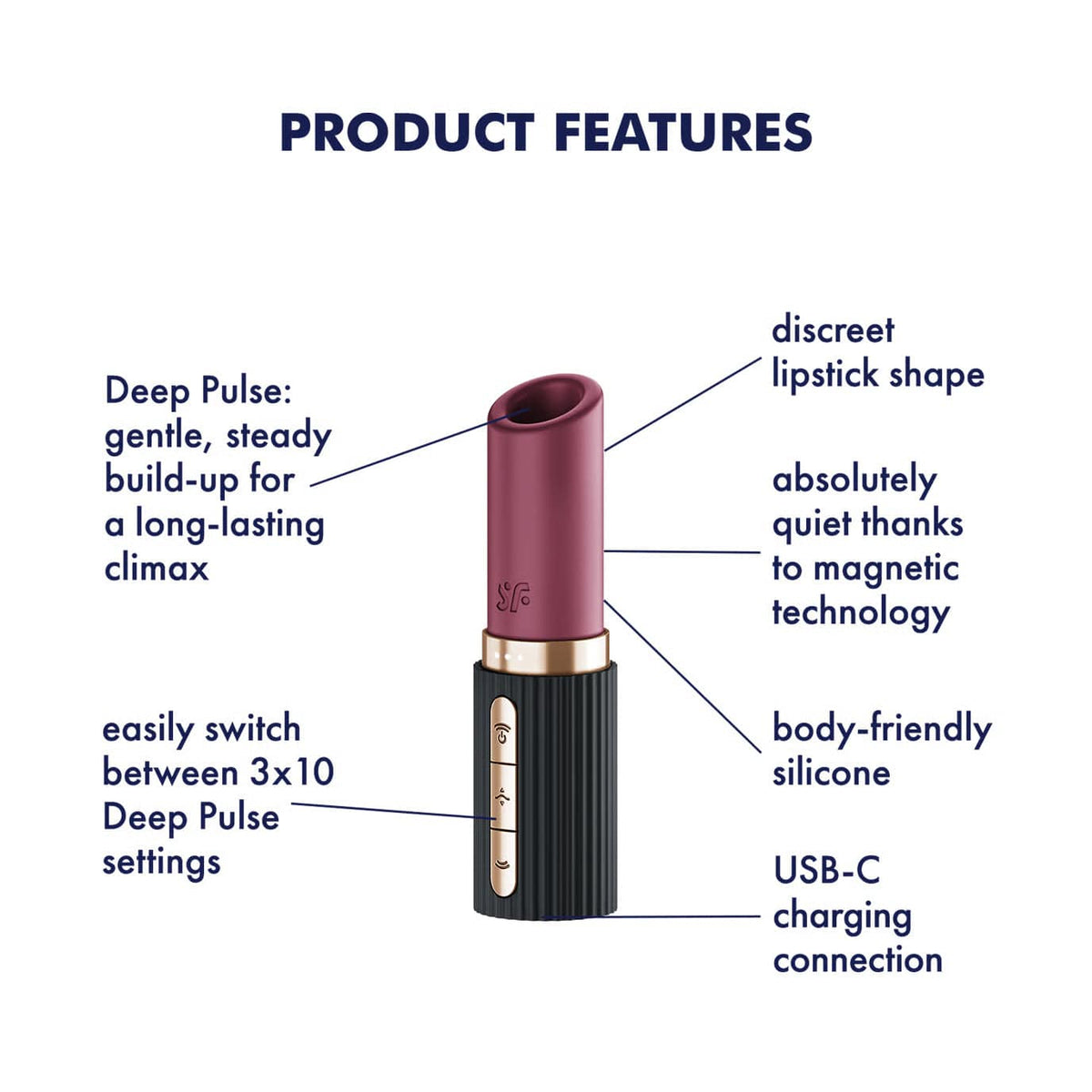 Satisfyer - Deep Kiss Clitoral Air Stimulator Vibrator (Berry) STF1307 Durio Asia Wholesale