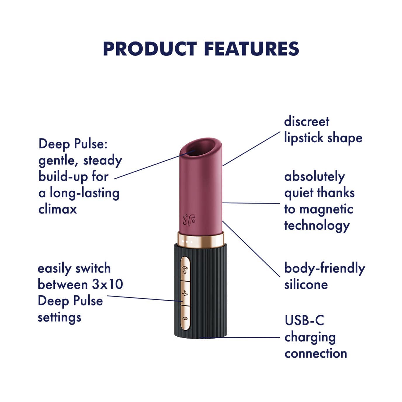 Satisfyer - Deep Kiss Clitoral Air Stimulator Vibrator (Berry) STF1307 Durio Asia Wholesale