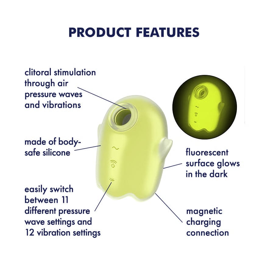 Satisfyer - Glowing Ghost Glow in the Dark Clitoral Air Stimulator (Yellow) STF1310 Durio Asia Wholesale