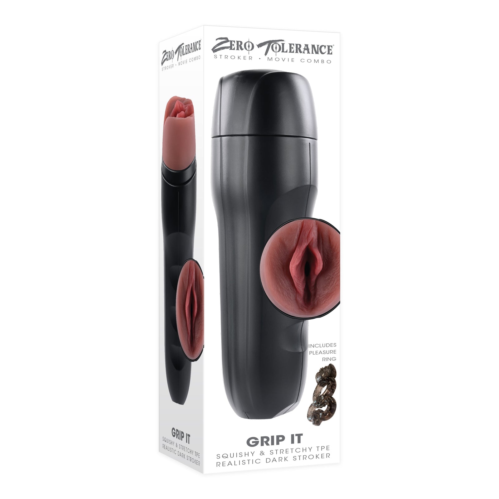 Zero Tolerance - Grip It Squishy Realistic Stroker with Vibrating Cock Ring - Masturbator Vagina (Vibration) Non
