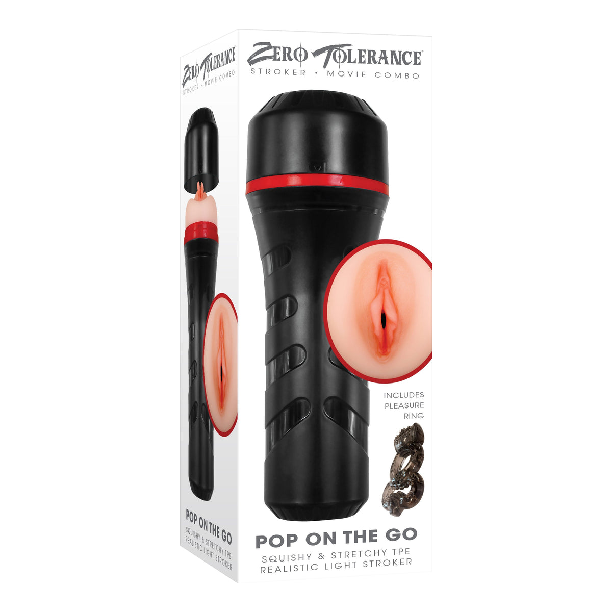 Zero Tolerance - Pop On The Go Squishy Realistic Stroker with Vibrating Cock Ring - Masturbator Vagina (Vibration) Non
