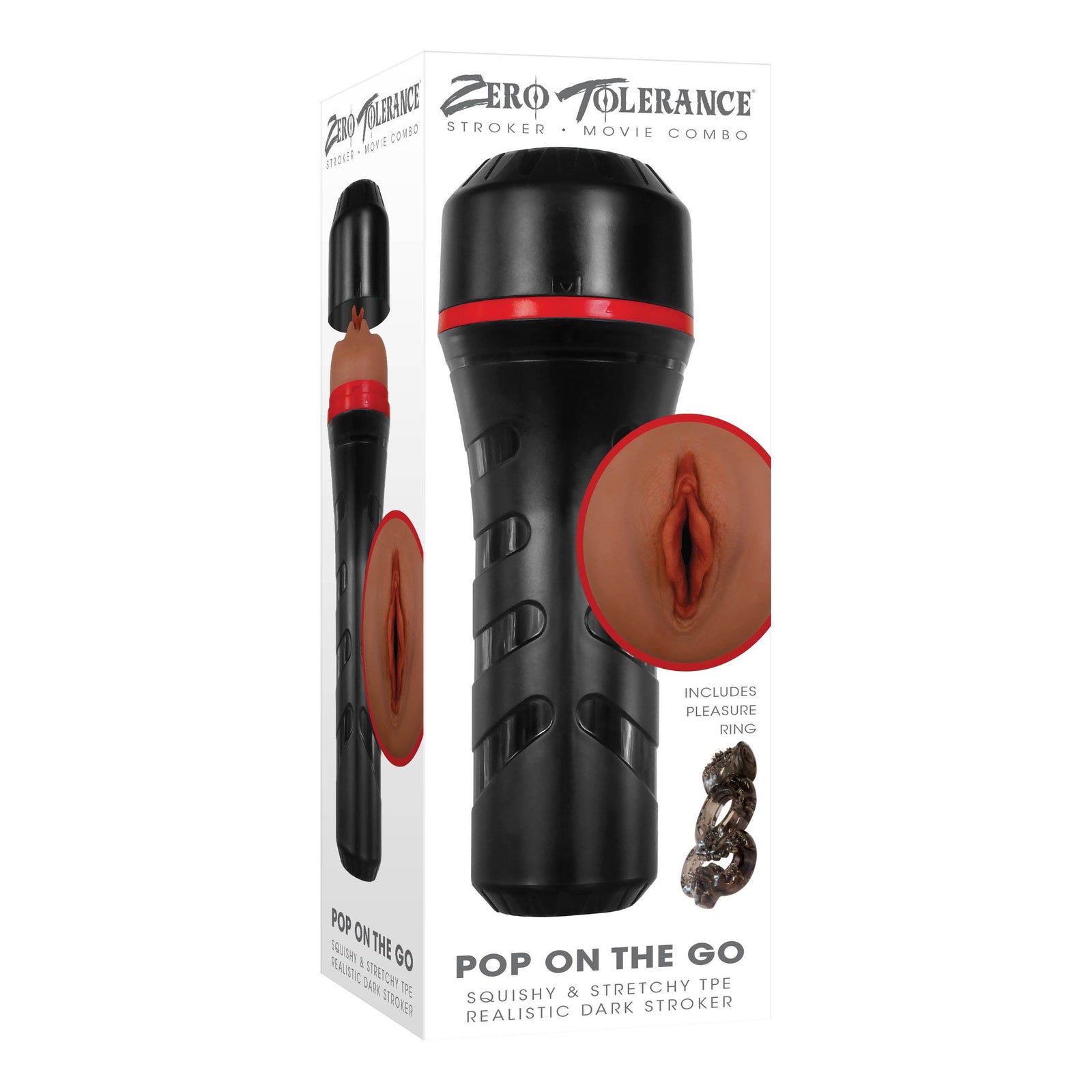 Zero Tolerance - Pop On The Go Squishy Realistic Stroker with Vibrating Cock Ring - Masturbator Vagina (Vibration) Non