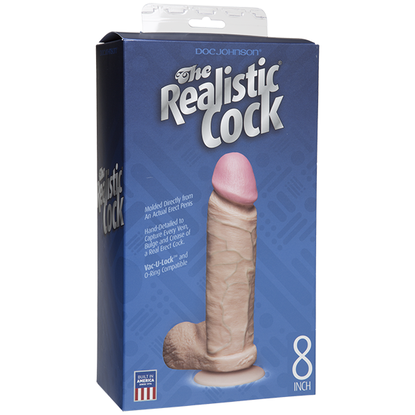 Doc Johnson - The Realistic 8" Cock with Balls (Beige) Realistic Dildo with suction cup (Non Vibration) Durio Asia