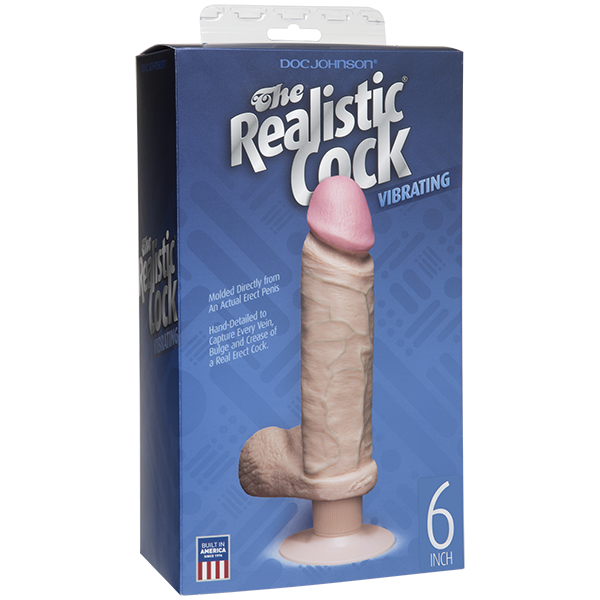 Doc Johnson - The Realistic Vibrating 6" Cock with Balls (Beige) Realistic Dildo with suction cup (Vibration) Non Rechargeable Durio Asia