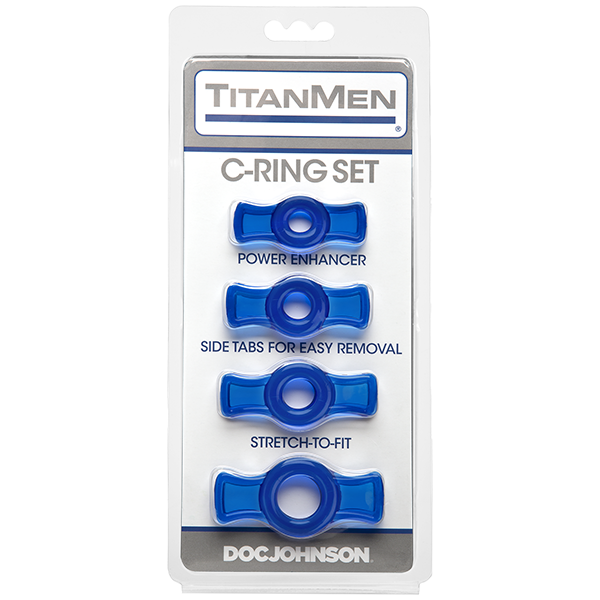 Doc Johnson - Titanmen Cock Ring Set (Blue) Rubber Cock Ring (Non Vibration) Durio Asia