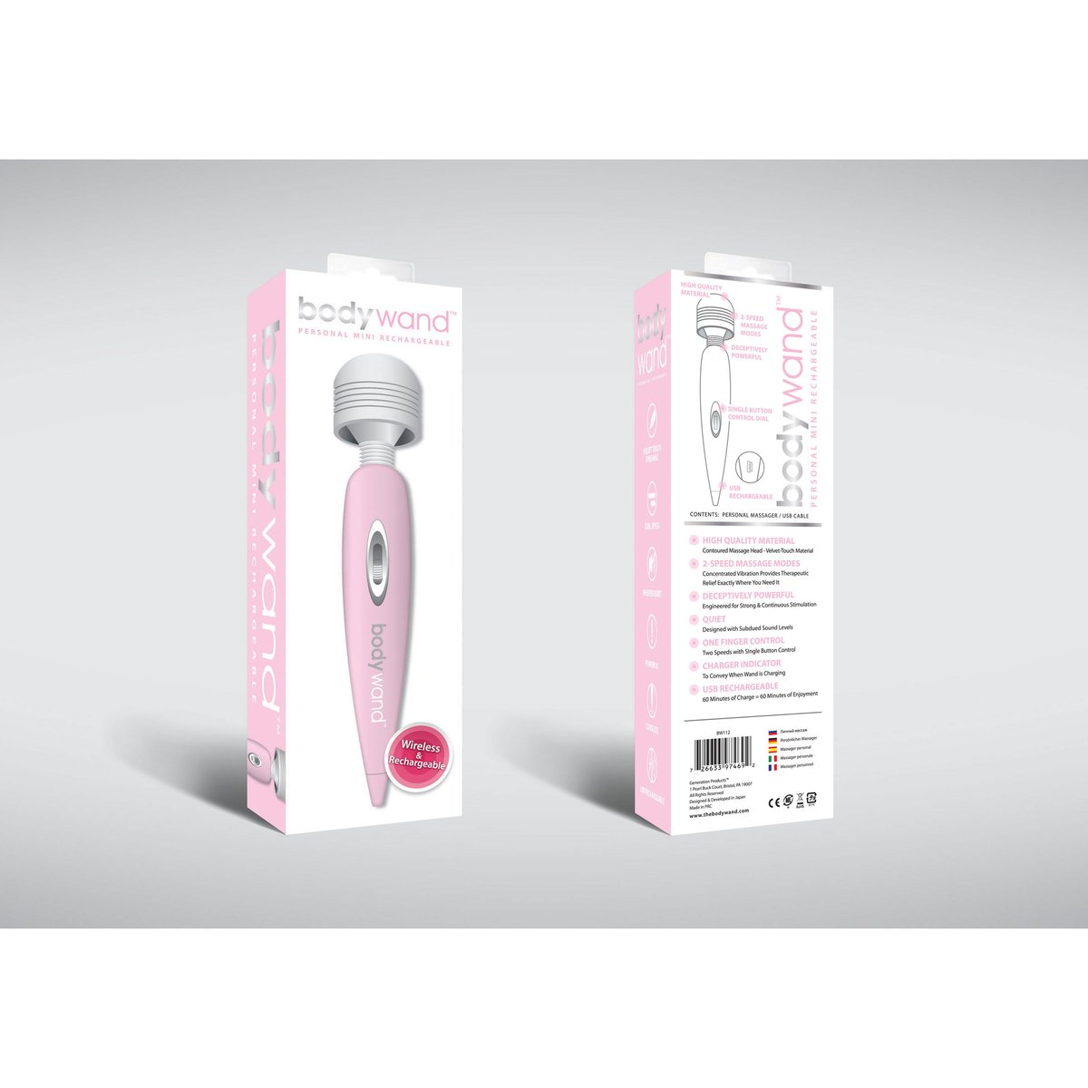Bodywand - Rechargeable USB Wand Massager (Pink)
