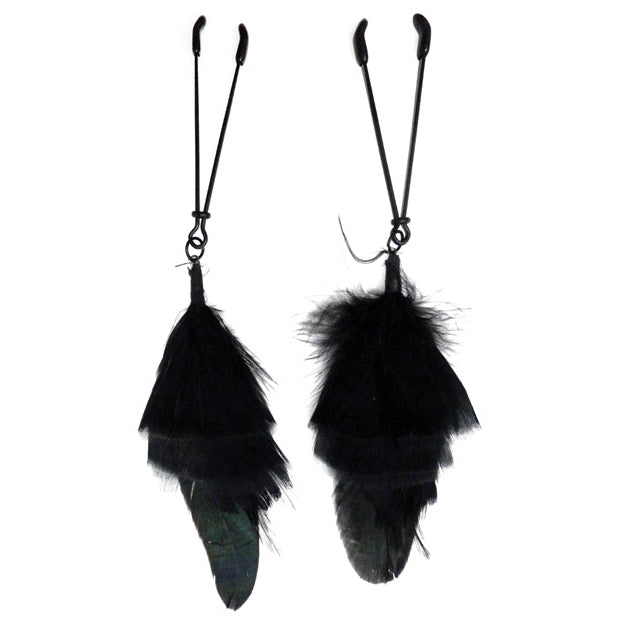 Bijoux de Nip - Feather With Tweezer Nipple Clamps (Black) Nipple Clamps (Non Vibration) Durio Asia