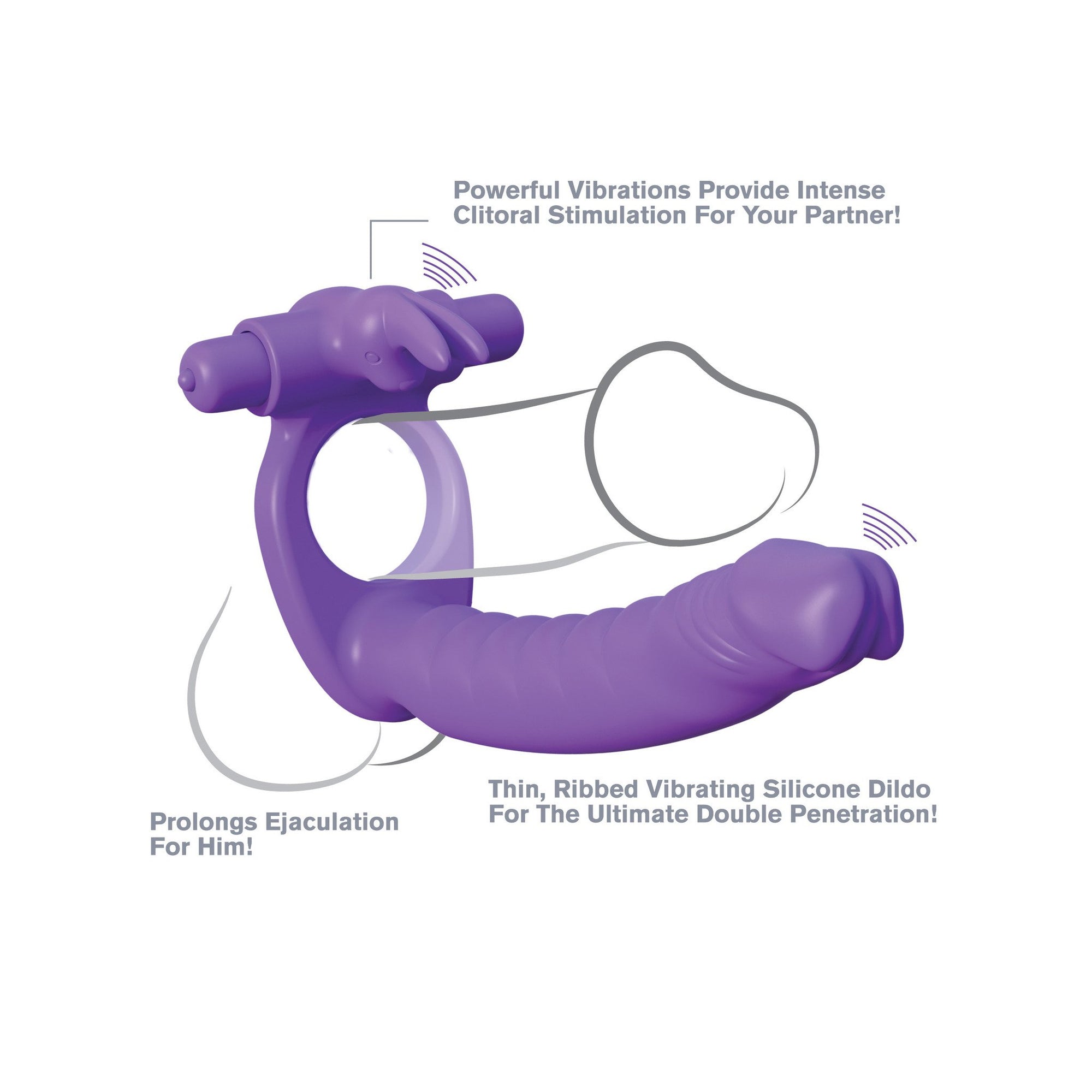 Pipedream - Fantasy C-Ringz Silicone Double Penetrator Rabbit Strap On - PleasureHobby