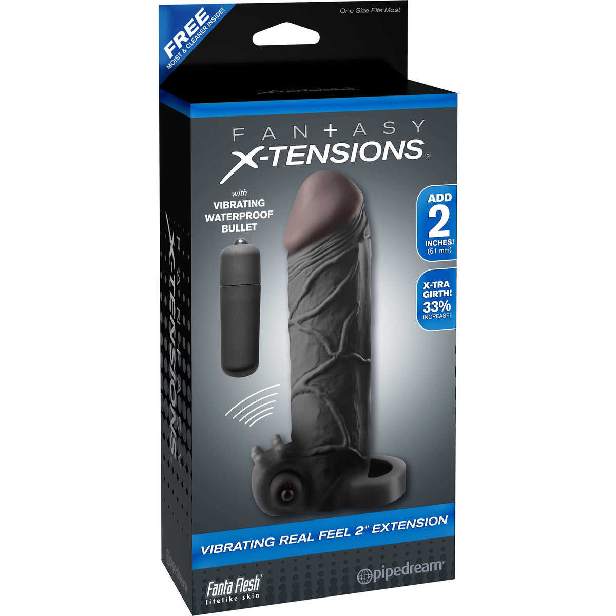 Pipedream - Fantasy X-tensions Vibrating Real Feel Extension 2&quot; (Black) - PleasureHobby Singapore