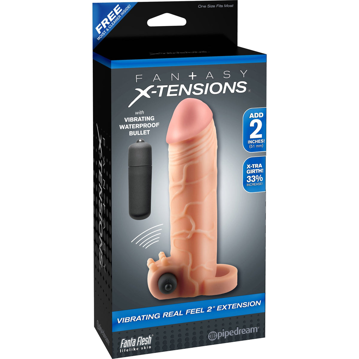 Pipedream - Fantasy X-tensions Vibrating Real Feel Extension 2&quot; (Flesh) - PleasureHobby Singapore