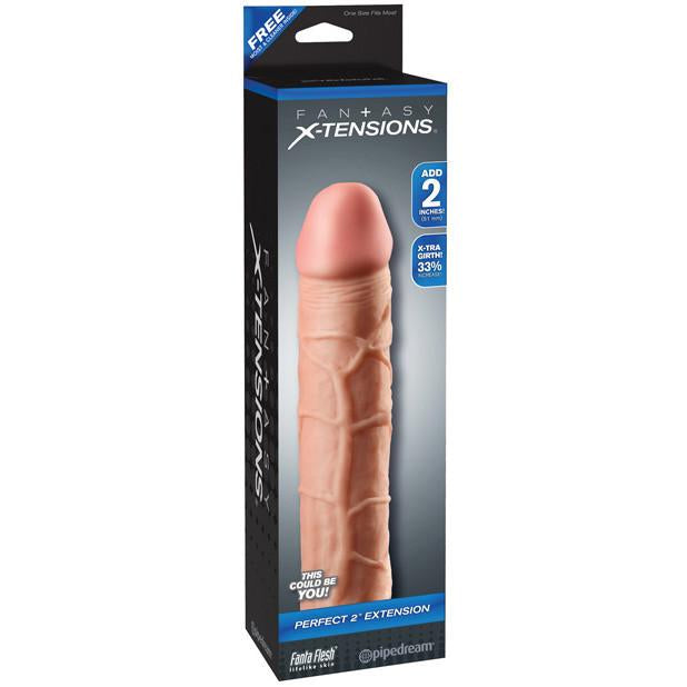 Pipedream - Fantasy X-tensions Perfect Extension 2&quot; (Flesh) - PleasureHobby