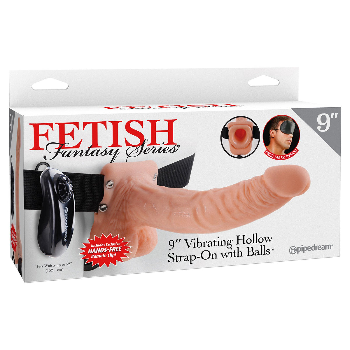 Pipedream - Fetish Fantasy Series Vibrating Hollow Strap-On With Balls 9&quot; (Flesh) - PleasureHobby