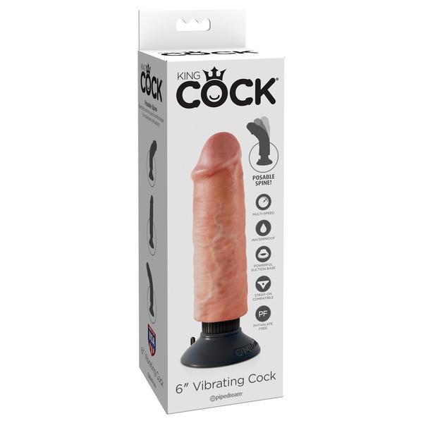 Pipedream - King Cock 6" Vibrating Cock (Beige) - PleasureHobby