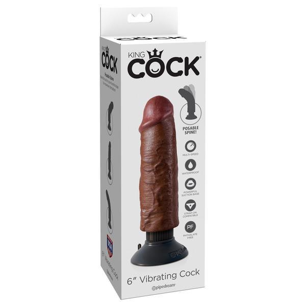 Pipedream - King Cock 6&quot; Vibrating Cock (Brown) - PleasureHobby
