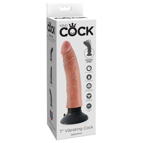 Pipedream - King Cock 7" Vibrating Cock (Beige) - PleasureHobby
