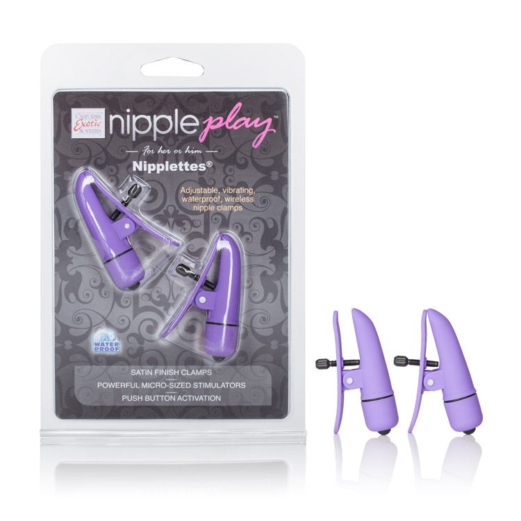 California Exotics - Nipple Play Nipplettes Clamps (Purple) Nipple Clamps (Vibration) Non Rechargeable Durio Asia